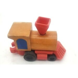 1970s Mattel Wood Toy‎ Train Wind Up Motor Works Korea Little People